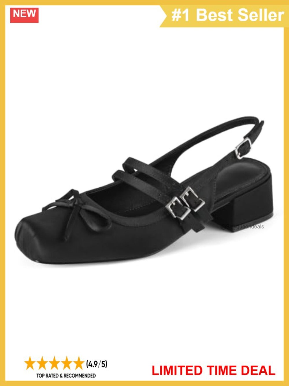 Satin Slingback Ballet Flats Mary Jane Pumps with Bow